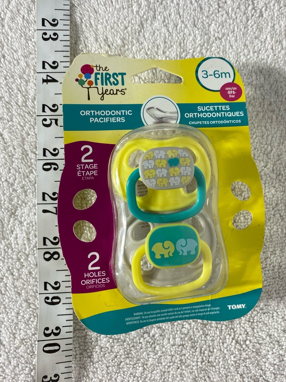 5/$35 The First Years Orthodontic Pacifiers 3-6 Months Elephant 2 Pack NEW - Picture 12 of 12